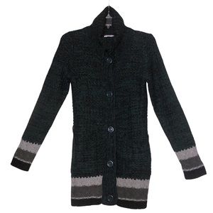 Indigo Great Nothwest cardigan sweater pockets buttons high neck long Sm